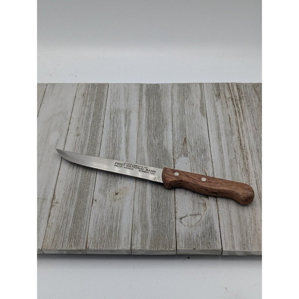 Used Vernon 6” Stainless Kitchen Utility Knife Advertising Bank Kansas